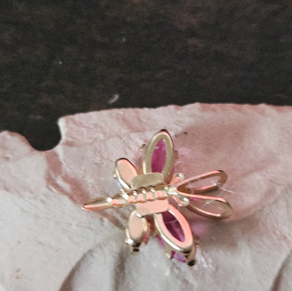 10K Pink Sapphire and Opal Dragonfly Pendant - Picture 3 of 4